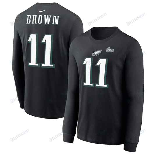 A.J. Brown Philadelphia Eagles Super Bowl LVII Long Sleeve T-Shirt - Black